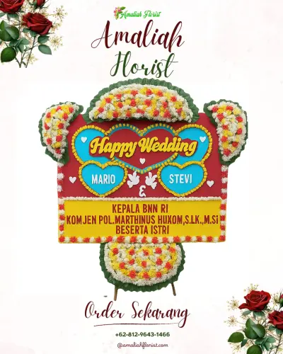 Karangan Papan Bunga Pernikahan di Bugbug